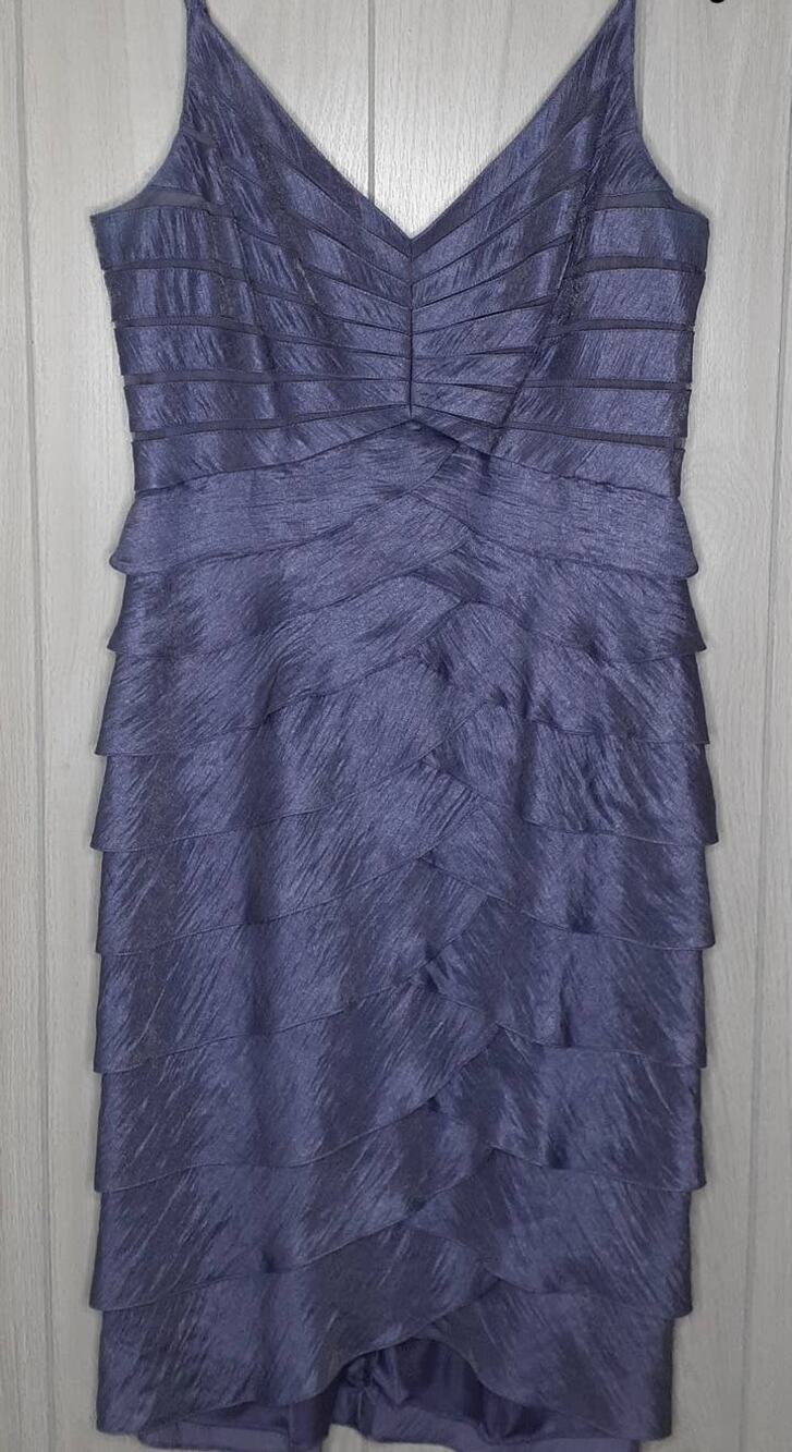 Adrianna Papell Occasions Dress Metallic Blue/Gray/Purple Lined Dress Size 12
